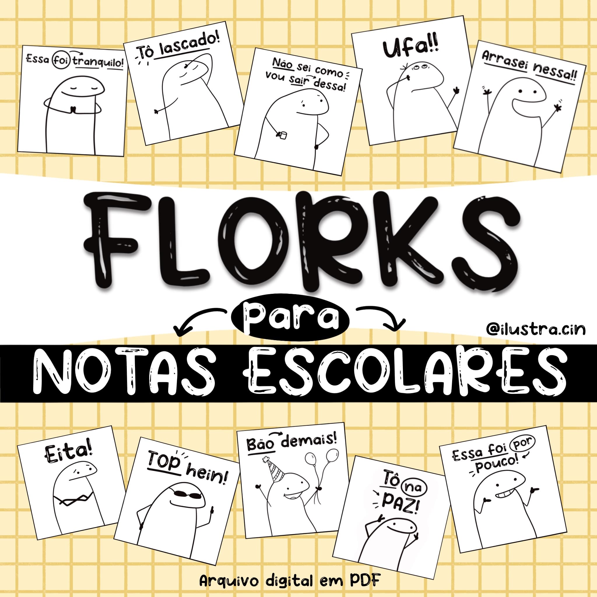 30 Flork para Notas Escolares ( Arquivo Digital)